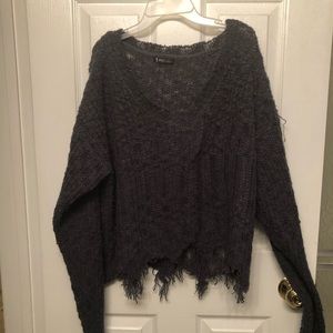 Distressed crop top sweater